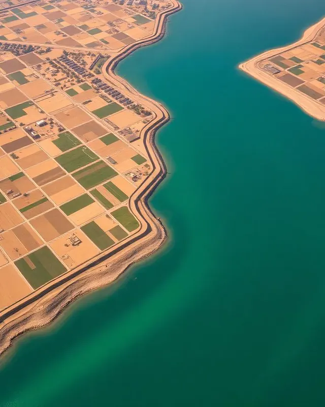 Structured river banks paired with a site architecture diagram